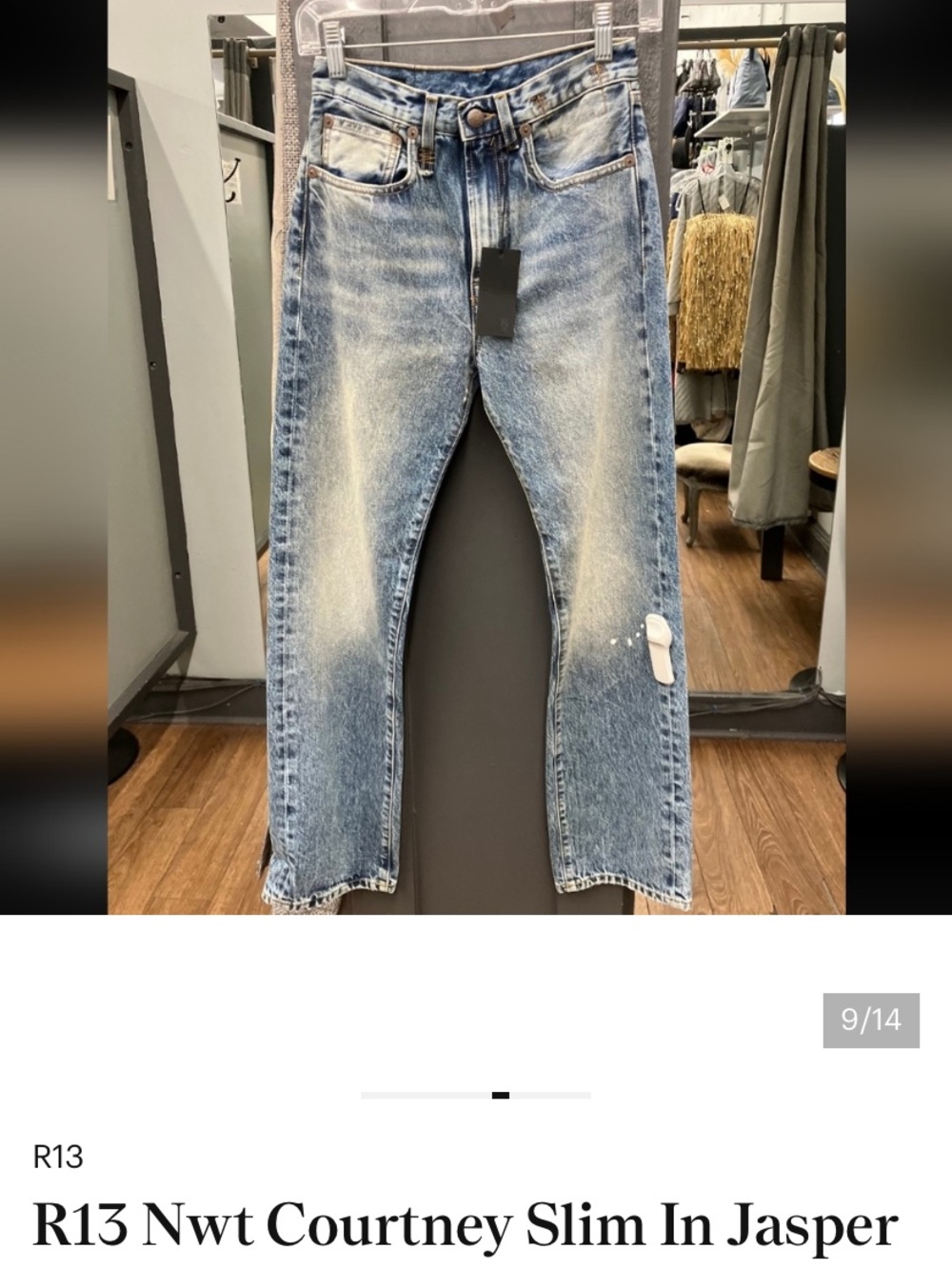 R13 Courtney Slim Jeans in Jasper Faded Blue